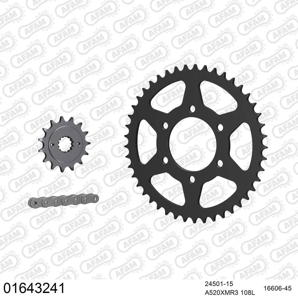 01643241 AFAM Kettensatz Stahl 520 XMR3 15x45 - Kawasaki ZXR 400 1989-90 - 01643241