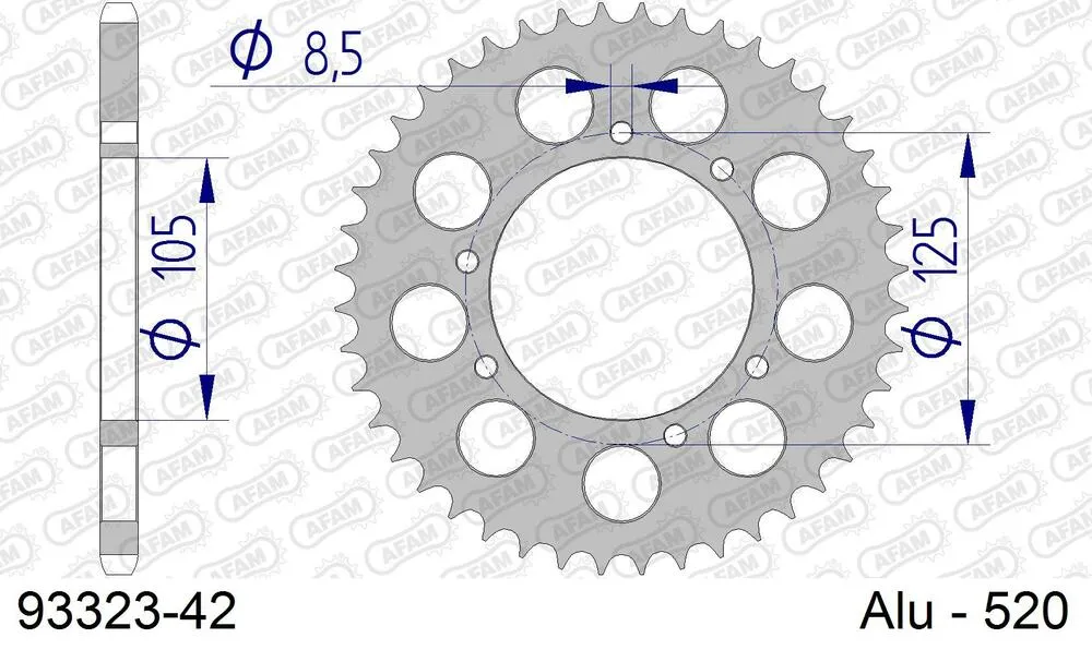 93323-42 AFAM Kettensatz Aluminium 520 XRR3-G 12x42 - Gasgas 250 Pampera 2002 - 09626601