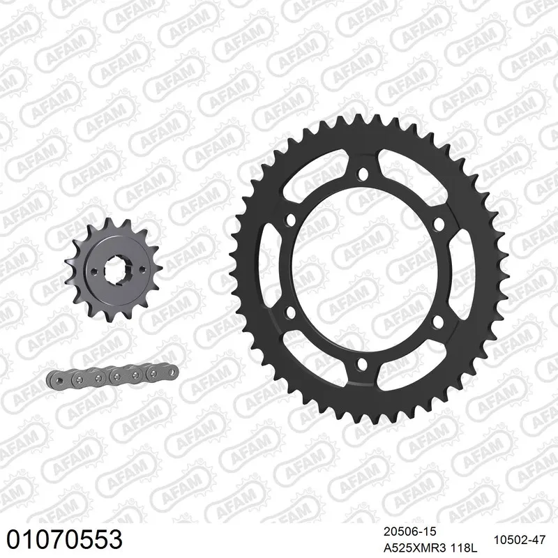 01070553 AFAM Kettensatz Stahl 525 XMR3 15x47 - Honda XL 600 V Transalp 1987-88 - 01070553