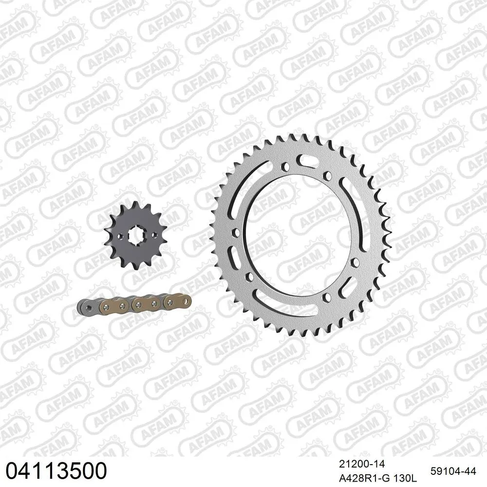 04113500 AFAM Kettensatz Stahl 428 R1-G 14x44 - Sherco 125 City Corp 2003-06 - 04113500