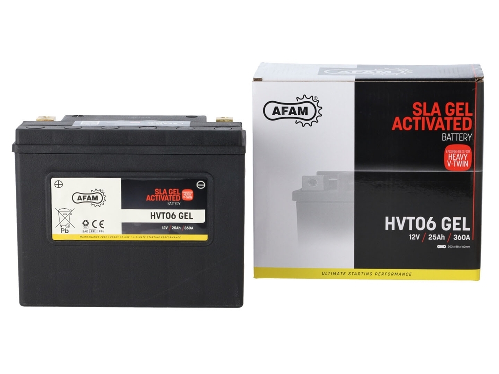 AFAM HVT 06 GEL SLA Batterie 12V 25AH 360A - Einbaufertig (66010 YTX24HL-BS Y50-N18L-A-CX HVT06)