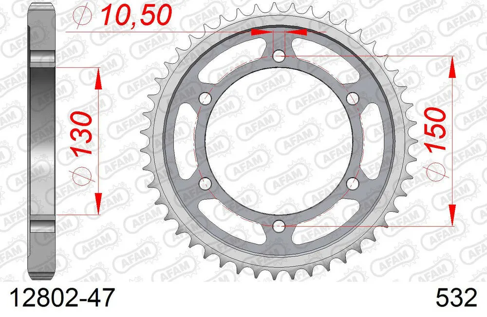12802-47 AFAM Kettensatz Stahl 532 ZVX 17x47 - Yamaha GTS 1000 1993-99 - 01289201