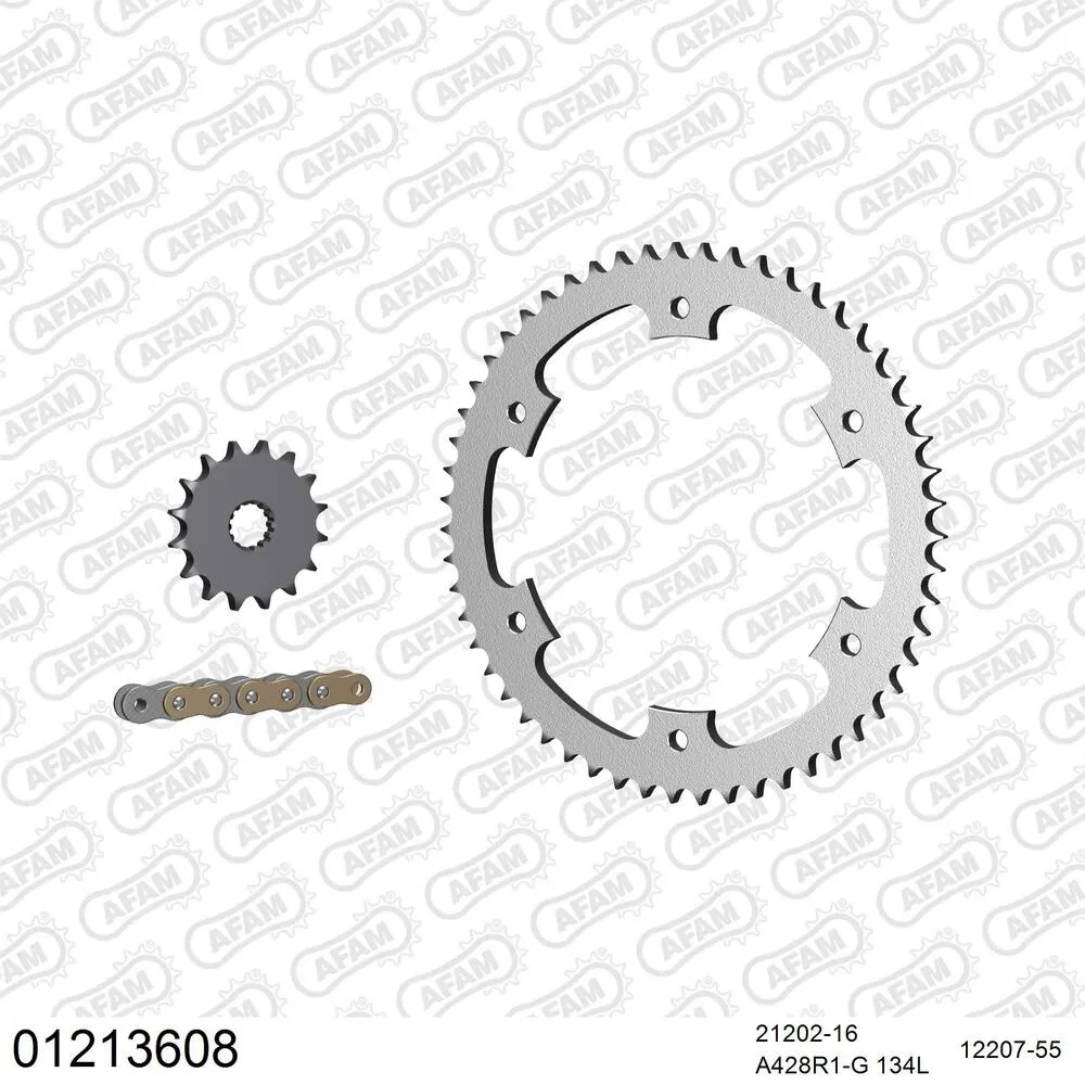 01213608 AFAM Kettensatz Stahl 428 R1-G 16x55 - Yamaha DT 125 R 1989-92 - 01213608