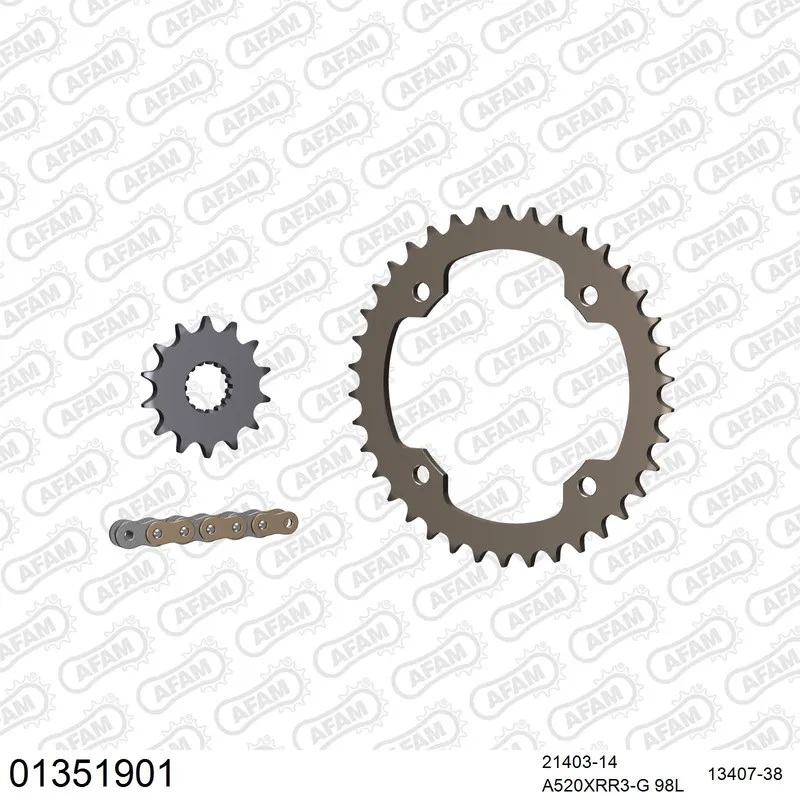 AFAM Kettensatz Aluminium 520 XRR3-G 14x38 - Yamaha YFZ 450 R 2009-23 - 01351901