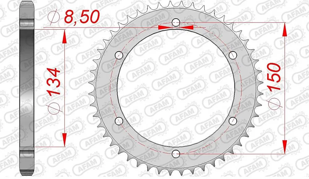 afam_kettenrad_hinten_16203 AFAM Kettensatz Stahl 428 R1-G 16x48 - Kawasaki KMX 125 1999-02