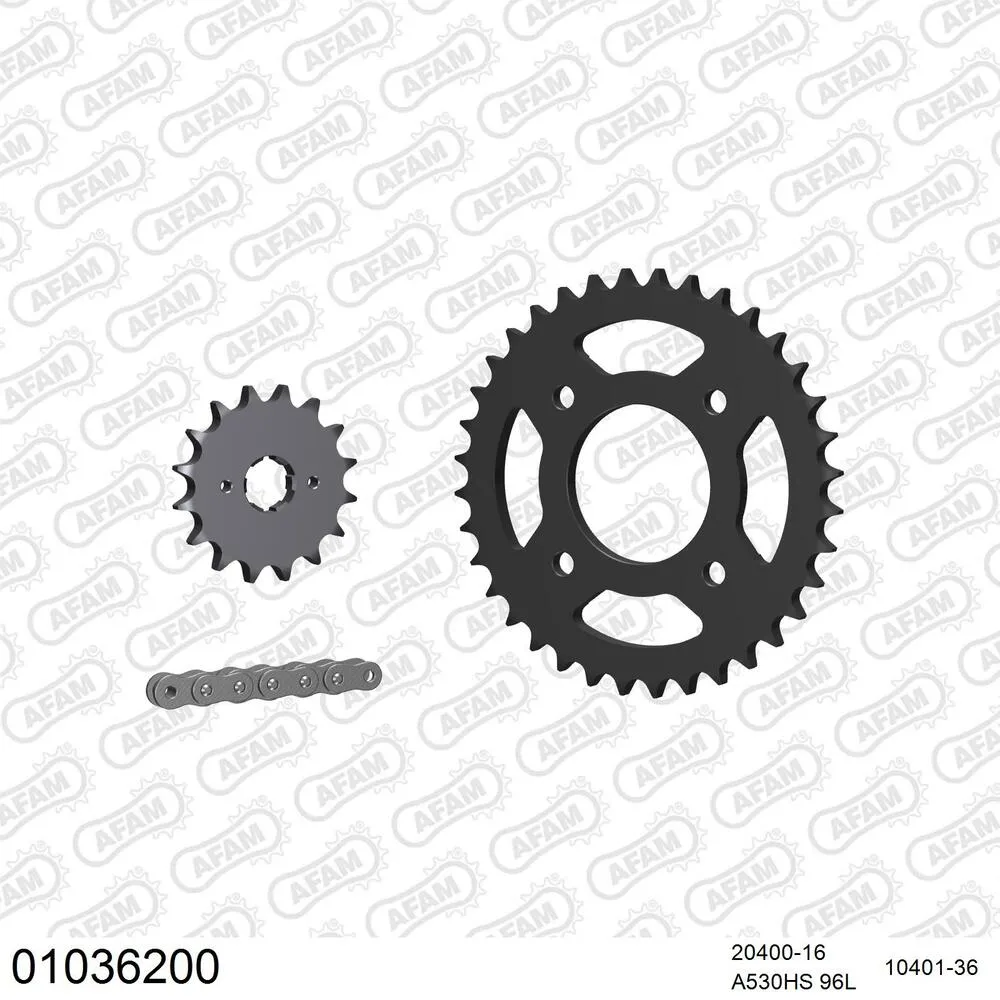 01036200 AFAM Kettensatz Stahl 530 HS 16x36 - Honda CB 360 1975 - 01036200