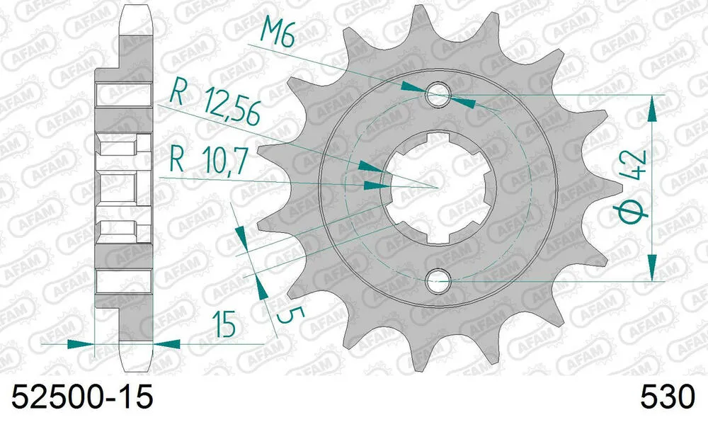 52500-15 AFAM Kettensatz Stahl 530 HS 15x38 - Ducati 500 Pantah 1979 - 05059200