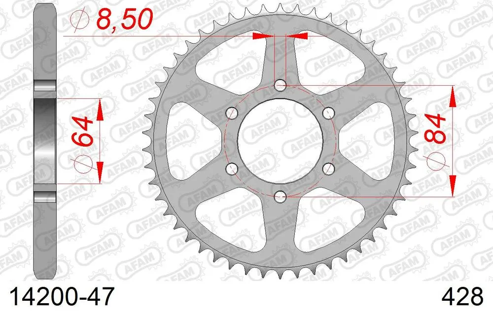 AFAM Kettensatz Stahl 428 R1-G 14x47 - Suzuki DR 125 S 1982-84 - 01413500