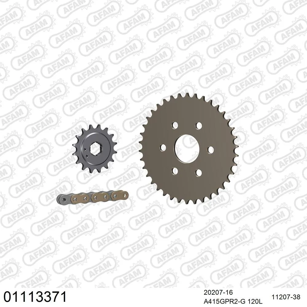 01113371 AFAM Racing Kettensatz Aluminium 415 GPR2-G 16x38 - Honda RS 125 R 1988-07 - 01113371