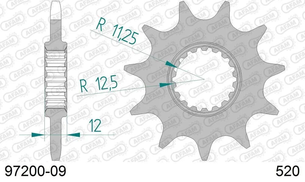 97200-09 AFAM Kettensatz Aluminium 520 MR2-G 9x42 - Gasgas TXT 125 Pro 2004 - 09613680