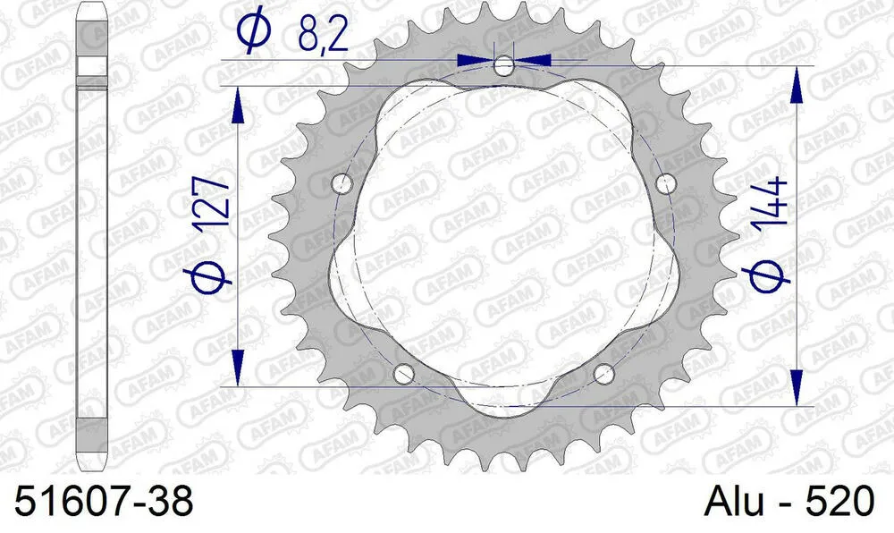 51607-38 AFAM Kettensatz Aluminium 520 XSR-G 14x38 - Ducati 748 Biposto 1995-02 - 05177402