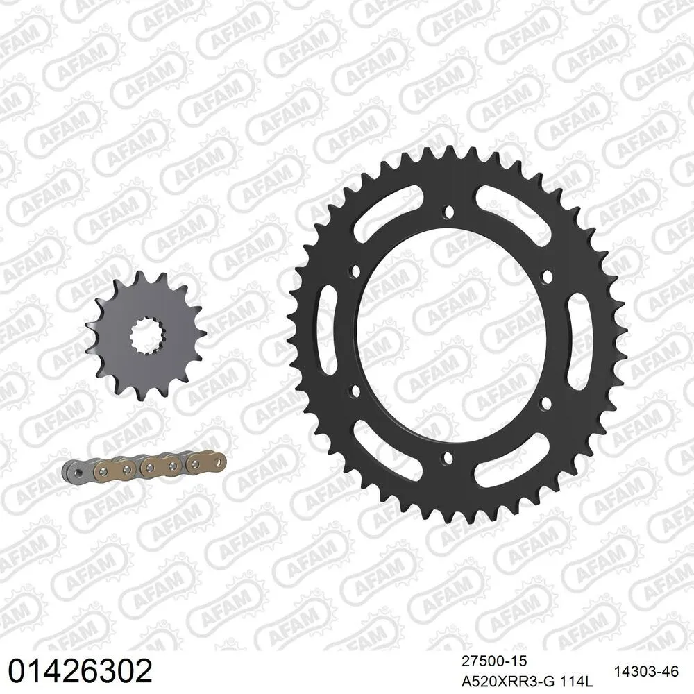 01426302 AFAM Kettensatz Stahl 520 XRR3-G 15x46 - Suzuki RGV 250 1988-90 - 01426302