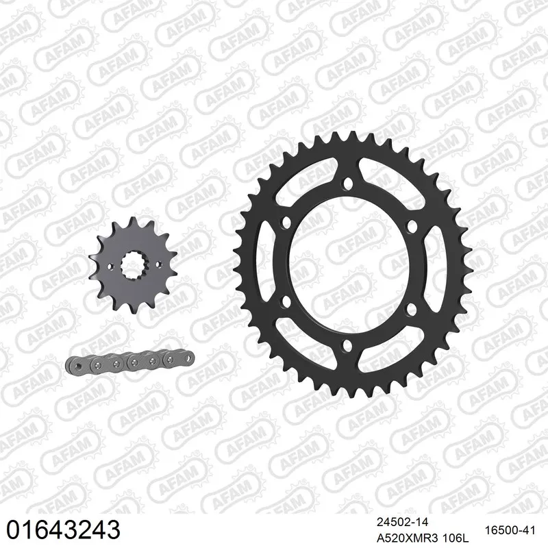 AFAM Kettensatz Stahl 520 XMR3 14x41 - Kawasaki Ninja 400 2018-23 - 01643243