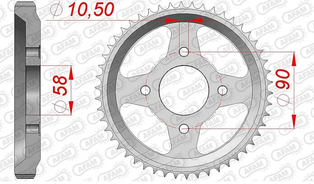 afam_kettenrad_hinten_10216 AFAM Kettensatz Stahl 428 R1-G 16x50 - Honda NX 125 Transcity 1989-1997