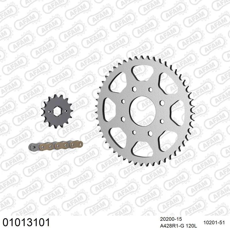 01013101 AFAM Kettensatz Stahl 428 R1-G 15x51 - Honda CT 125 C 1985 - 01013101