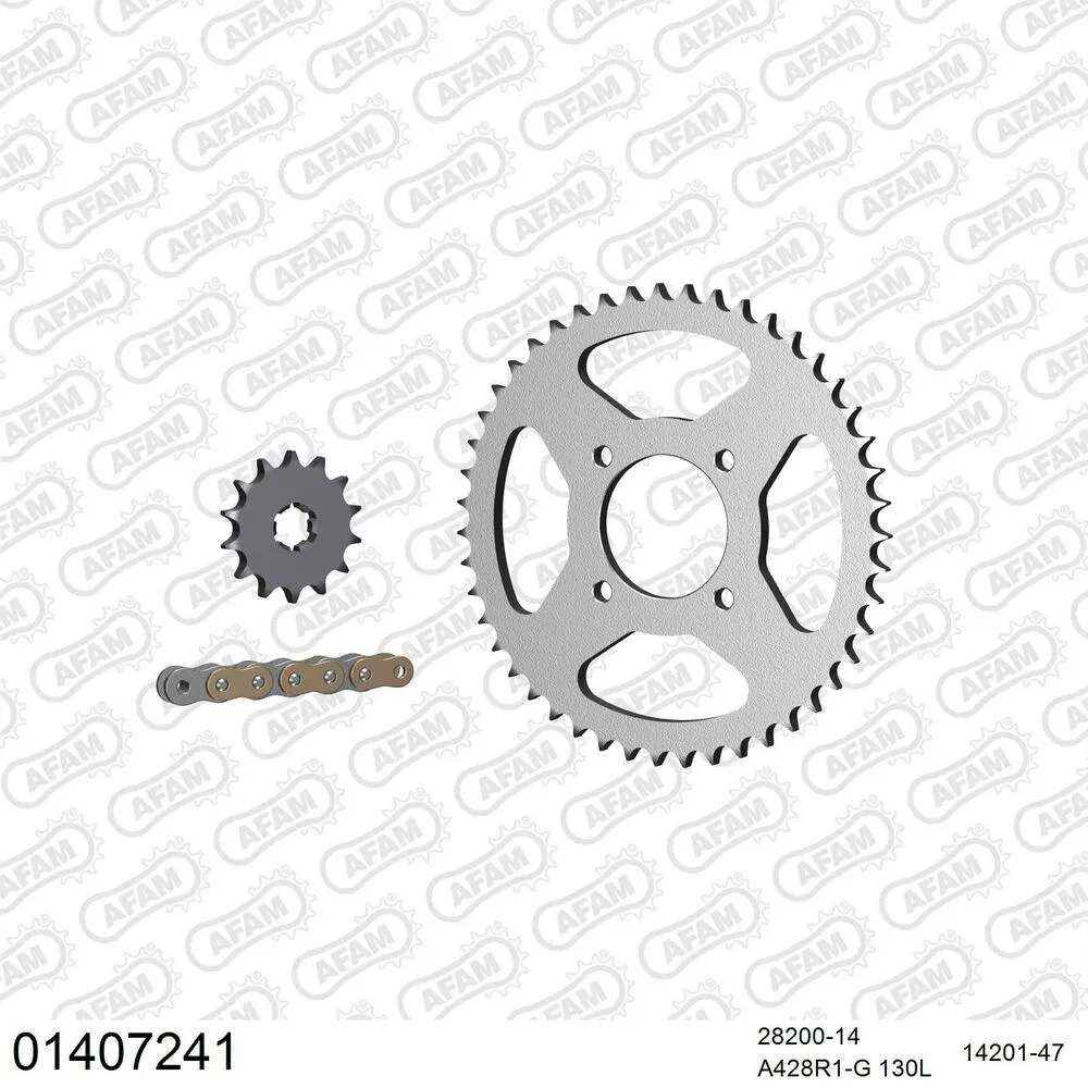 01407241 AFAM Kettensatz Stahl 428 R1-G 14x47 - Suzuki RG 80 Gamma 1984-93 - 01407241