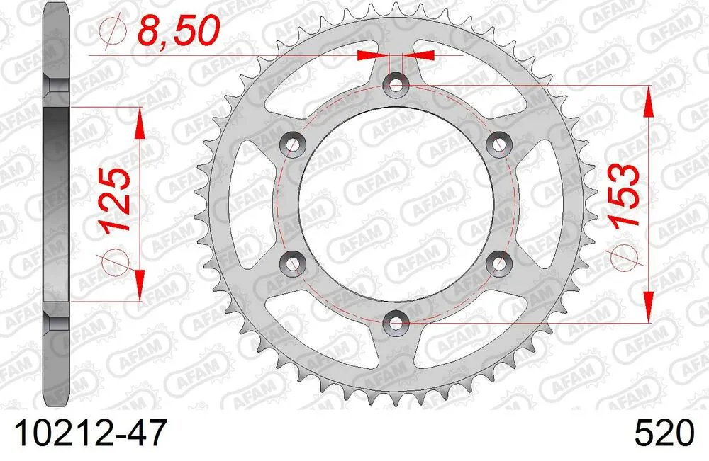 10212-47 AFAM Kettensatz Stahl 520 MR2-G 13x47 - Honda CRF 150 F 2006-17 - 01015852