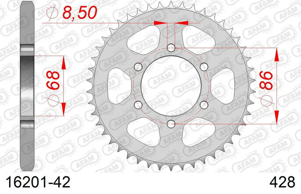 16201-42 AFAM Kettensatz Stahl 428 R1-G 15x42 - Kawasaki BN 125 Eliminator 2004-07 - 01613162