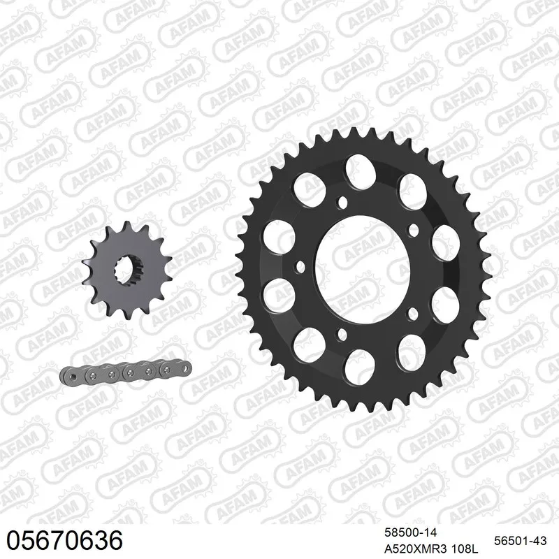 AFAM Kettensatz Stahl 520 XMR3 14x43 - Gilera 600 Nordwest 1991-94 - 05670636