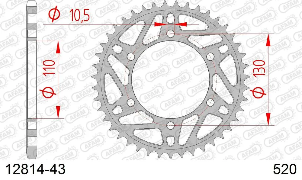 12814-43 AFAM Kettensatz Stahl 520 XRR3-G 14x43 - Yamaha MT 03 2016-23 - 01230131