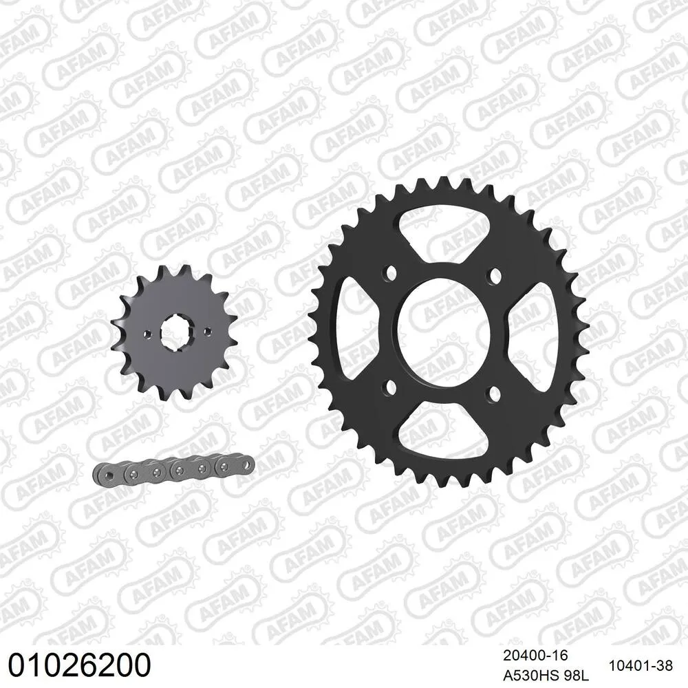 01026200 AFAM Kettensatz Stahl 530 HS 16x38 - Honda CB 250 1973-75 - 01026200