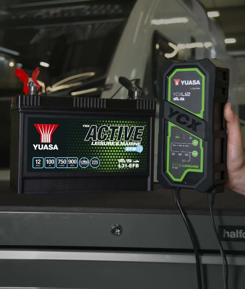 Yuasa YCXL12 Leisure Batterieladegerät 12V 12A für Versorgungsbatterien Blei-Säure + Lithium
