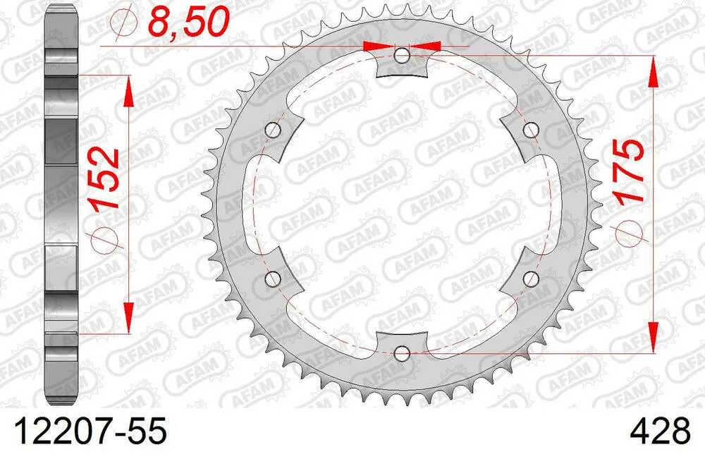 AFAM Kettensatz Stahl 428 R1-G 17x55 - Yamaha DT 125 R 1988 - 01213606