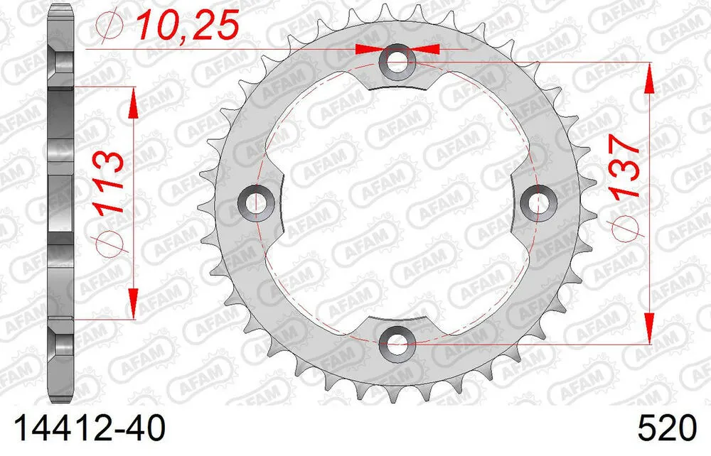 AFAM Kettensatz Stahl 520 XRR3-G 14x40 - Suzuki LT-Z 400 2009-18 - 01443902