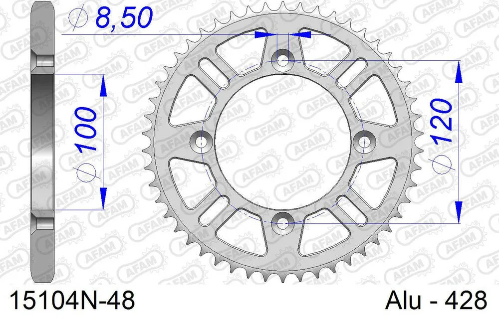 15104-N-48 AFAM Kettensatz Aluminium 428 MX-G 14x48 - Yamaha YZ 85 2002-15 - 01307810
