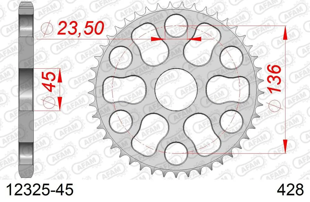 12325-45 AFAM Kettensatz Stahl 428 XMR2-G 15x45 - Yamaha XG 250 Tricker 2004-07 - 01226100