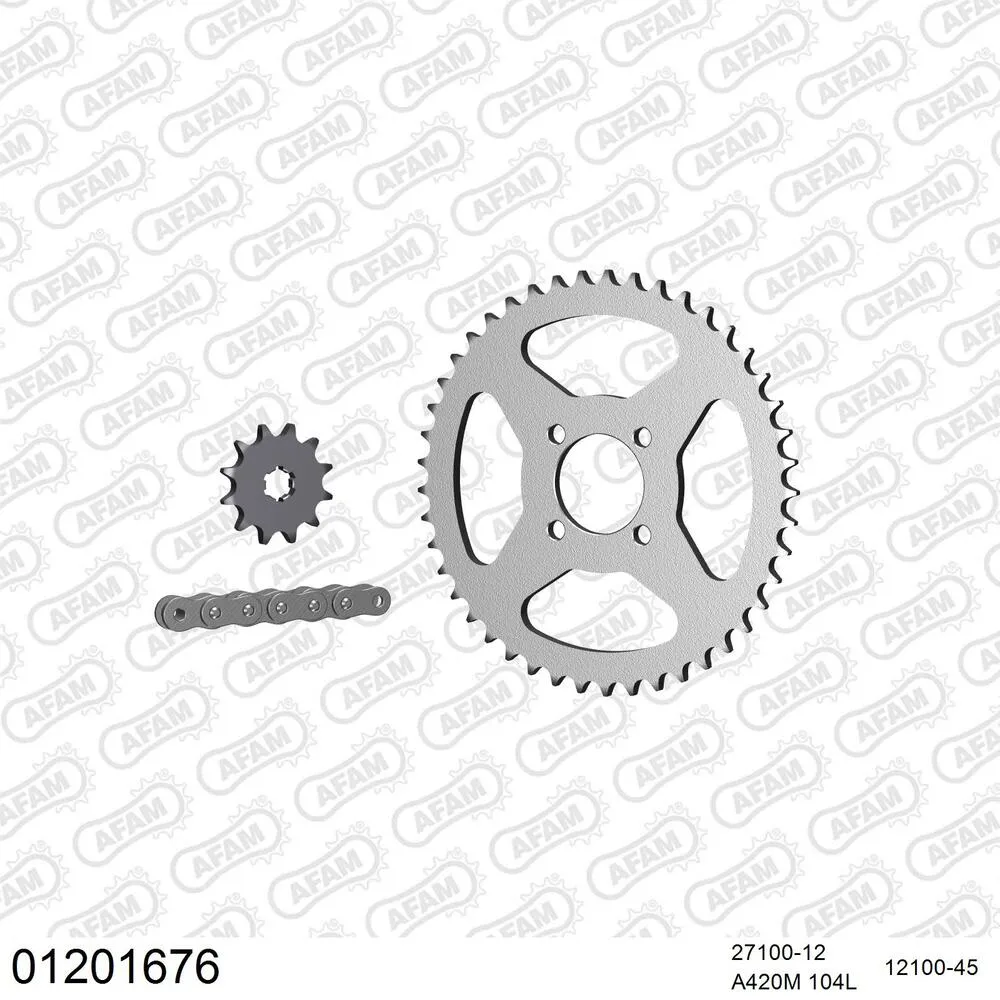 01201676 AFAM Kettensatz Stahl 420 M 12x45 - Yamaha TY 50 M 1977-81 - 01201676