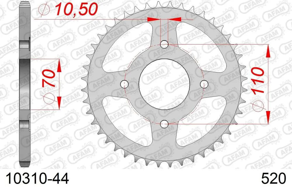 AFAM Kettensatz Stahl 520 MR2-G 14x44 - Honda CB 250 RS 1980 - 01026131