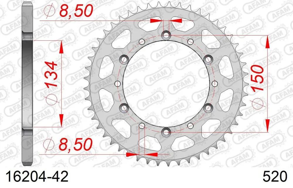 16204-42 AFAM Kettensatz Stahl 520 XRR3-G 14x42 - Kawasaki KLX 250 S 2006-14 - 01626505