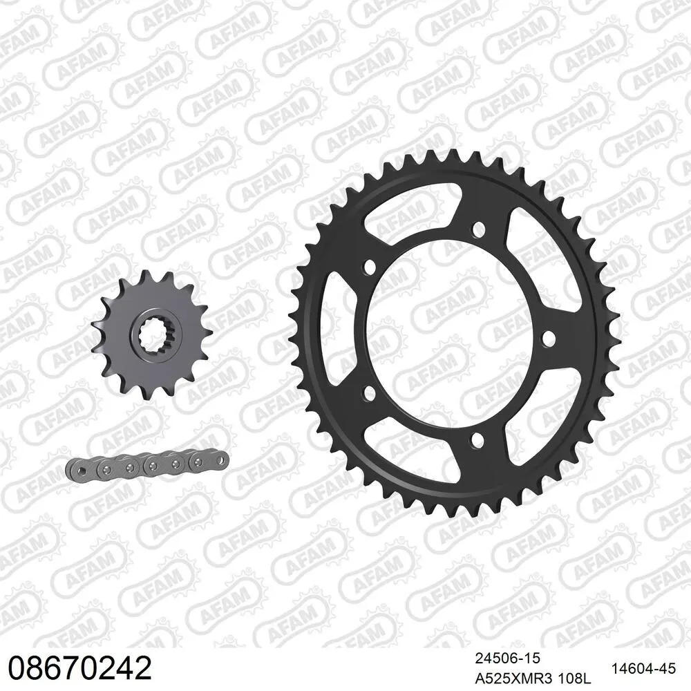 AFAM Kettensatz Stahl 525 XMR3 15x45 - Triumph Daytona 600 2003-04 - 08670242