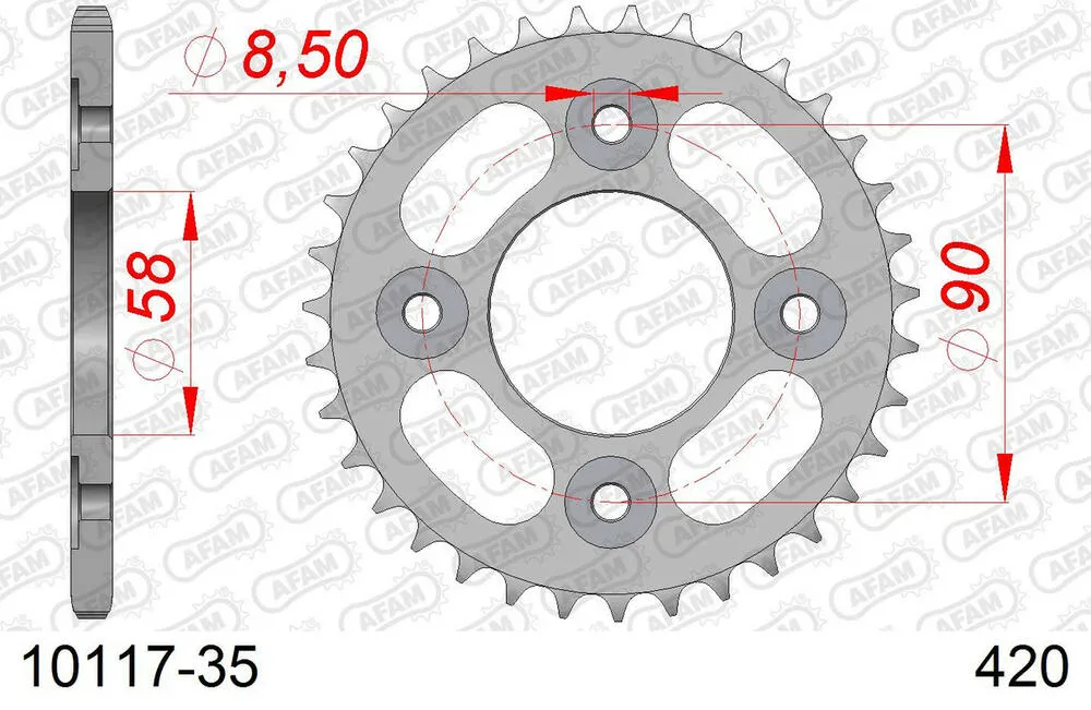 AFAM Kettensatz Stahl 420 R1-G 14x35 - Honda ANF 125 Wave 2011-12 - 01013105