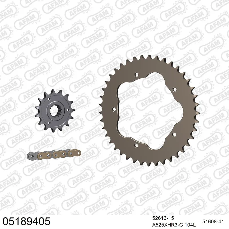 AFAM Kettensatz Aluminium 525 XHR3-G 15x41 - Ducati 1000 S2R Monster 2007-08 - 05189405