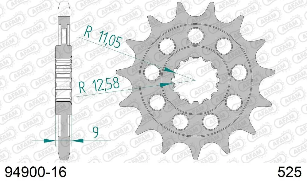 AFAM Kettensatz Stahl 525 XHR3-G 16x36 - Benelli TNT 1130 Cafe Racer 2004-16 - KIT109061