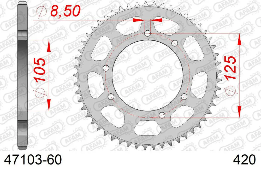 AFAM Kettensatz Stahl 420 R1-G 11x60 - Malaguti XSM 50 Super Motard Power Up 2007-12 - KIT108221