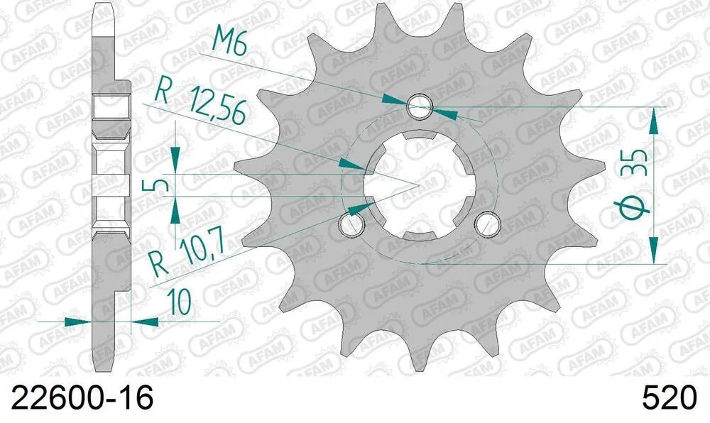 AFAM Kettensatz Stahl 520 XRR3-G 16x42 - Cagiva 350 T4 E-R 1987-92 - 04435500
