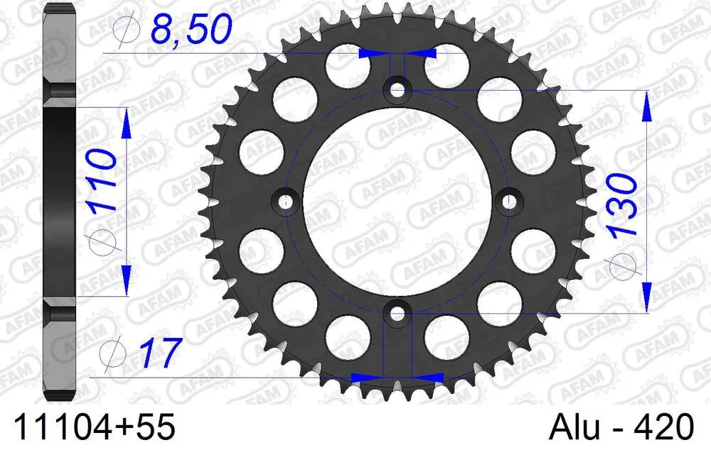 AFAM Kettensatz Aluminium 420 MX2-G 15x55 - Honda CR 80 RB 1996-02 - AB01107811