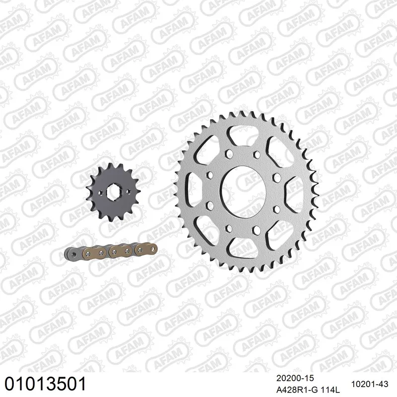 01013501 AFAM Kettensatz Stahl 428 R1-G 15x43 - Honda XL 125 1978-79 - 01013501