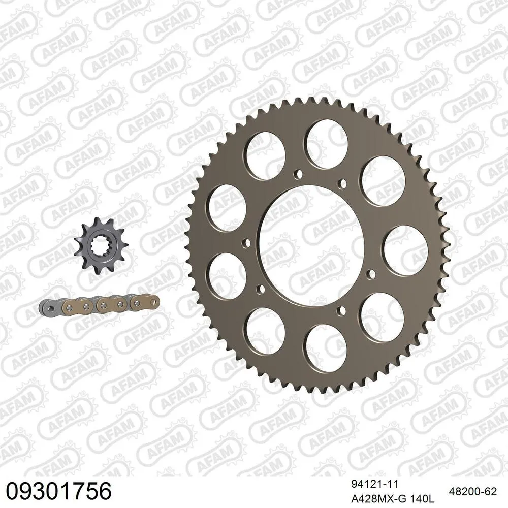 AFAM Kettensatz Aluminium 428 MX-G 11x62 - Hm-honda CRE 50 Six Competition 2003-17 - 09301756