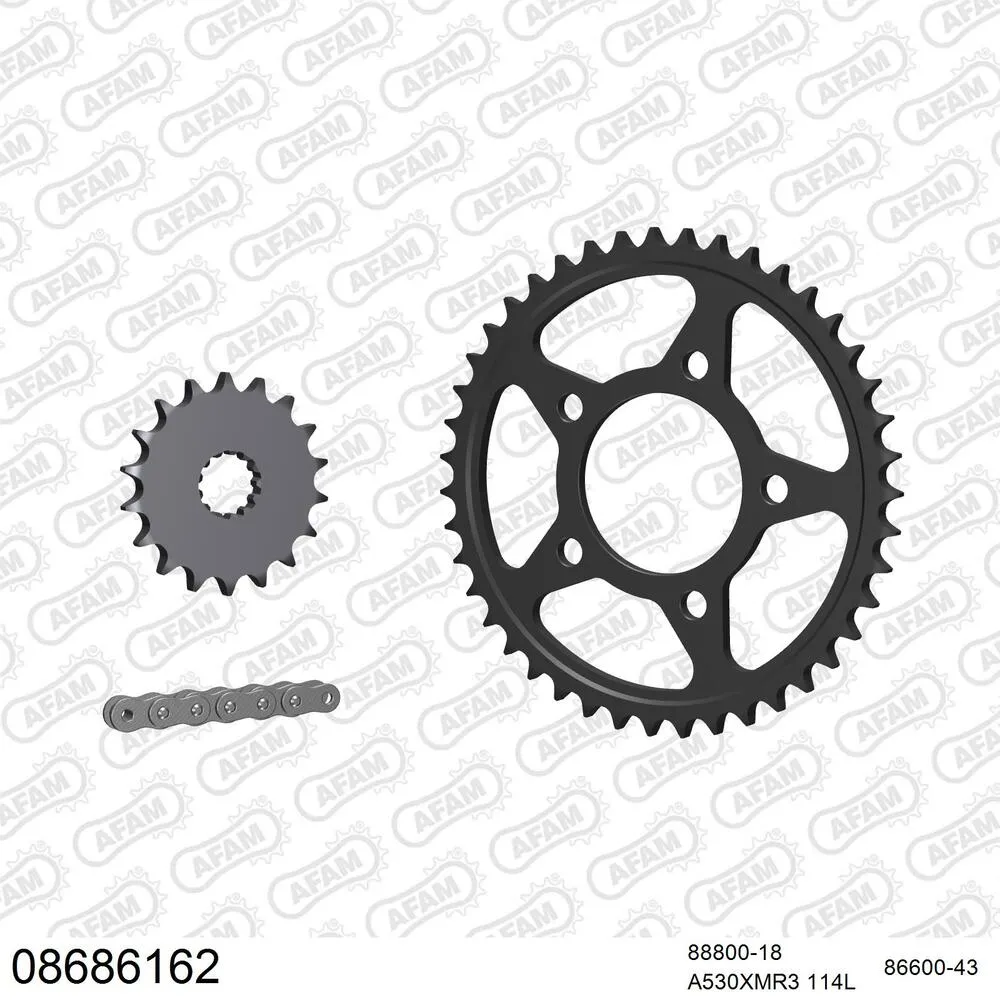 AFAM Kettensatz Stahl 530 XMR3 18x43 - Triumph Adventurer 900 1998-01 - 08686162