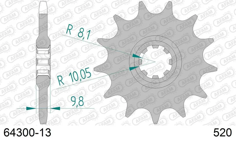 64300-13 AFAM Kettensatz Aluminium 520 MR2-G 13x53 - Husqvarna CR 125 1977-82 - KIT106171