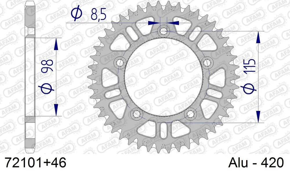 72101-PLUS46 AFAM Kettensatz Aluminium 420 MX2-G 12x46 - KTM SX 65 2001 - AB07203802