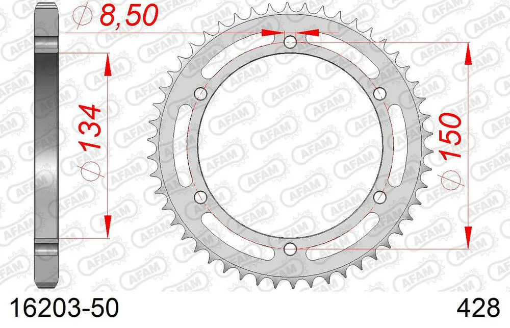 16203-50 AFAM Kettensatz Stahl 428 XMR2-G 16x50 - Kawasaki KMX 200 1988-92 - 01621600