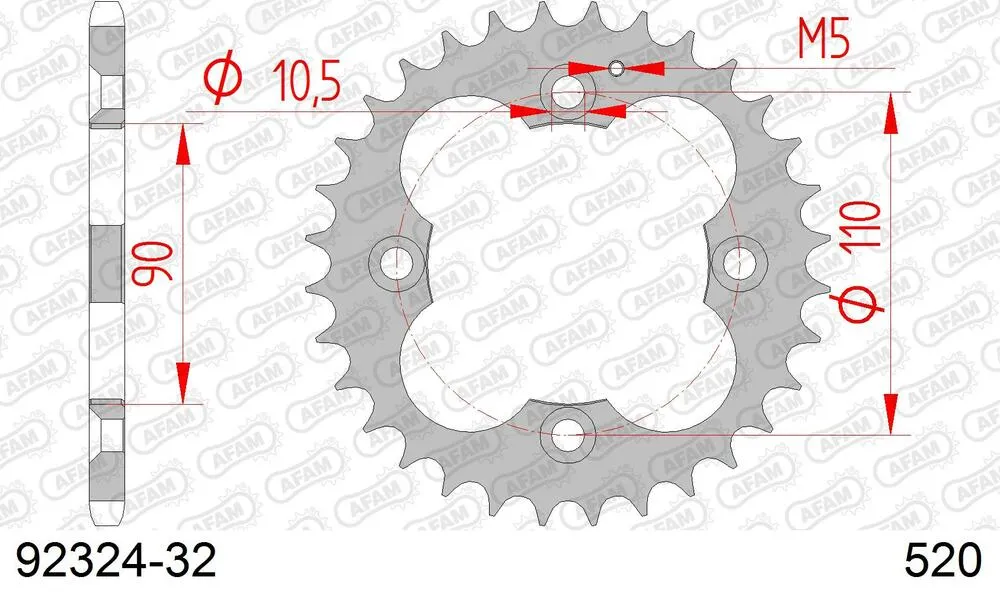 92324-32 AFAM Kettensatz Stahl 520 XRR3-G 13x32 - Adly 300 Thunderbike 2004-05 - 14030900