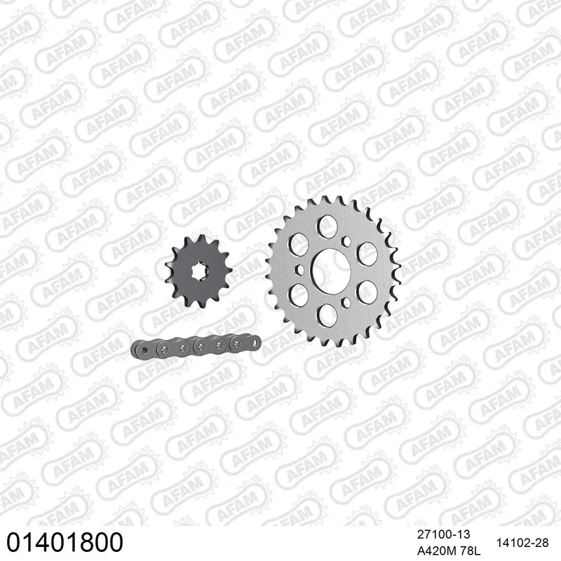 01401800 AFAM Kettensatz Stahl 420 M 13x28 - Suzuki JR 50 1978-07 - 01401800