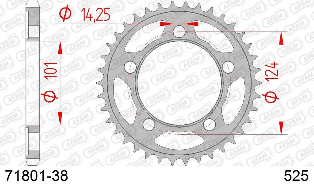 71801-38 AFAM Kettensatz Stahl 525 XHR3-G 17x38 - KTM RC 8 R 2009-15 - 07195242