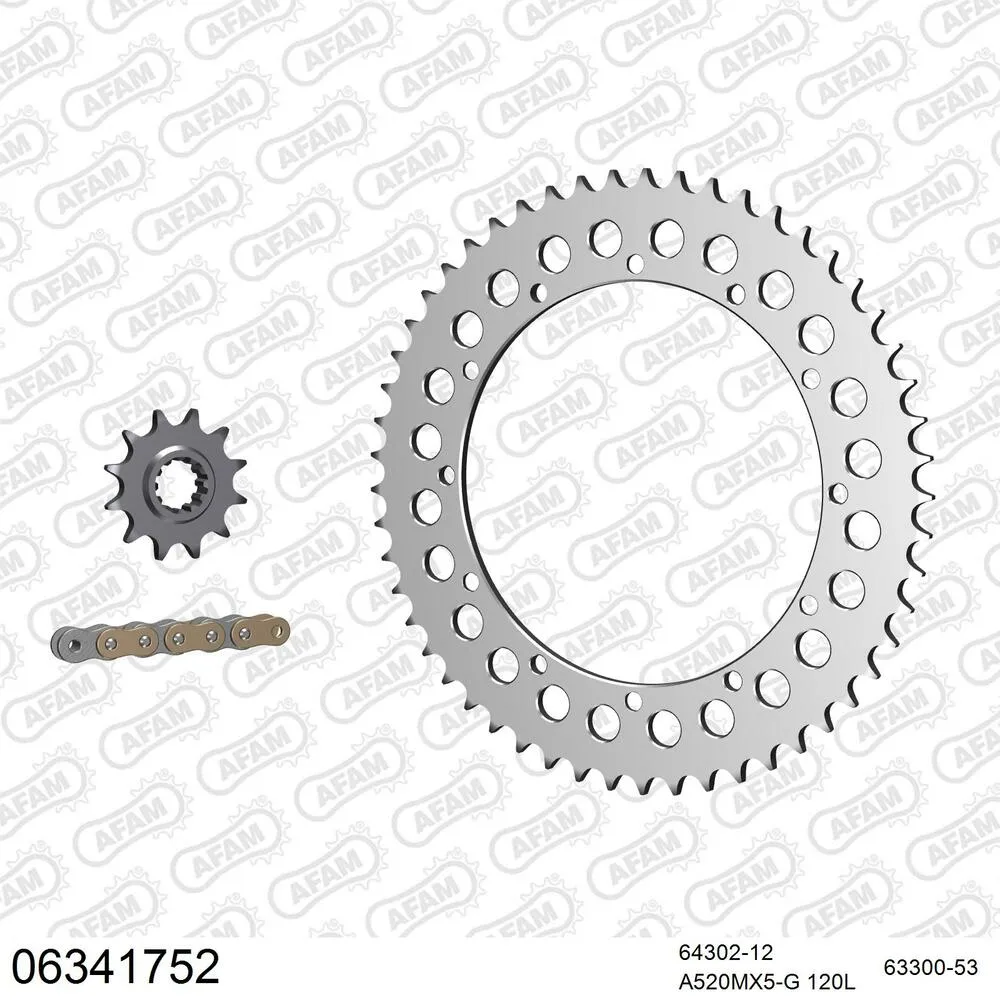 06341752 AFAM Kettensatz Aluminium 520 MX6-GG 12x53 - Husqvarna CR 390 1980-81 - 06341752
